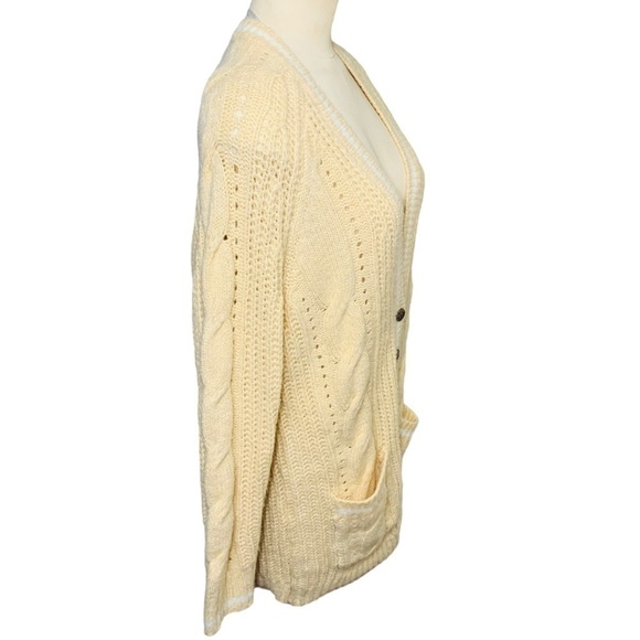 Torrid Cable Knit Cardigan Sweater Beige Sz 00 M/L Long Sleeve V Neck Academia - Picture 3 of 13
